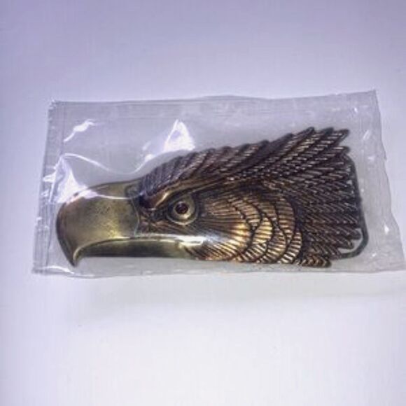 AMERICAN BALD EAGLE 1970s Belt Buckle Made in USA Brass Size 4.75 x 2.55 inches - Picture 8 of 9